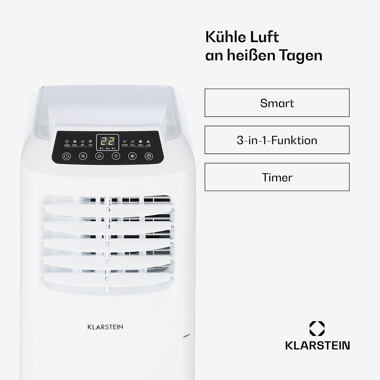 Klarstein Pure Blizzard 3 2G mobiles Klimagerät 7000 BTU 50dB Energieklasse A