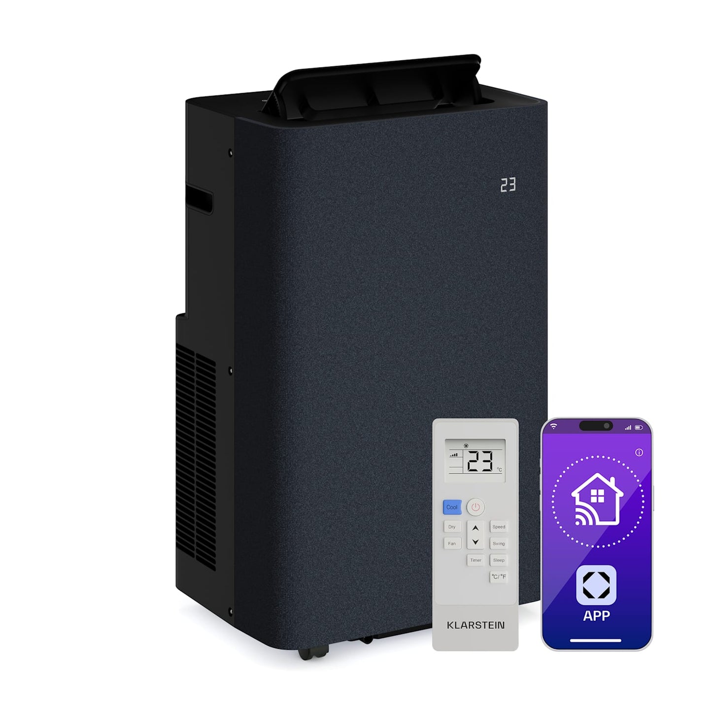 Klarstein AireLux Smart 14000 BTU Mobile Klimaanlage R290 App 65m² Dunkelgrau